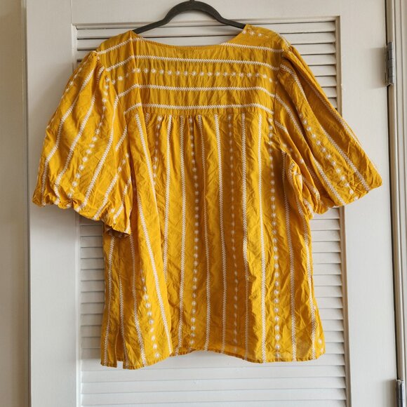 Talbots Yellow Blouse with White Dots - Picture 4 of 9